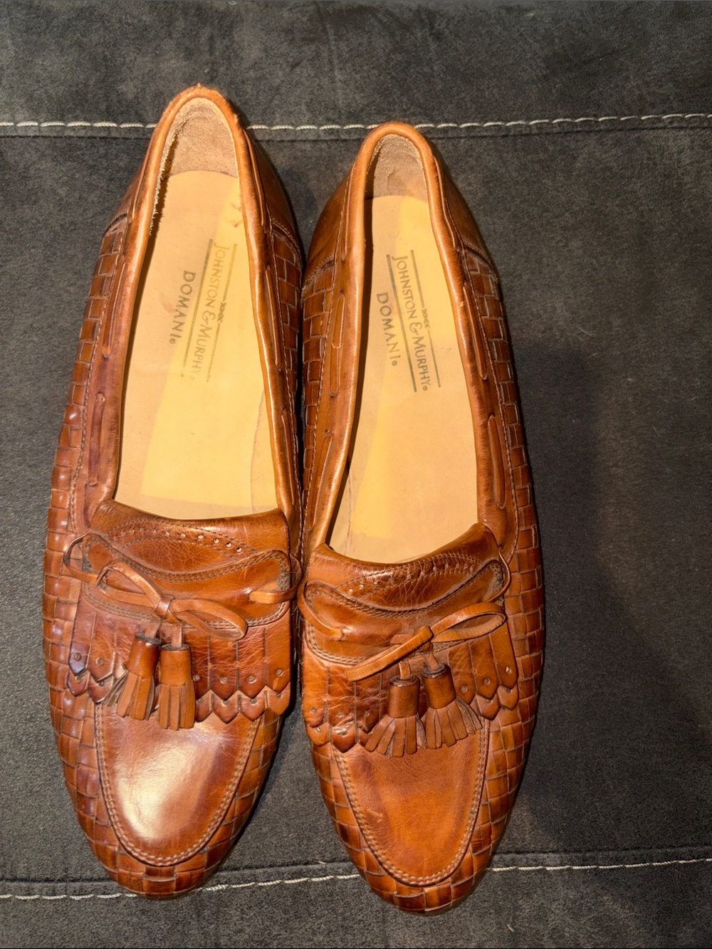 Johnston & Murphy Cognac Brown Leather Tassel Loafers